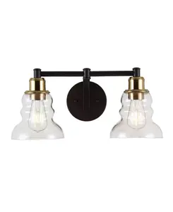 Светодиодный светильник в винтажном стиле Manhattan с двумя лампами в деревенском индустриальном стиле Jonathan Y, gold-tone