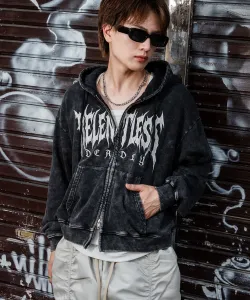 Вышитый логотип, винтажный стиль, укороченная флисовая толстовка на молнии Improves, цвет A-Black