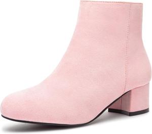Женские модные короткие ботильоны CAMSSOO Gogo с замшевой поверхностью, на невысоком среднем каблуке с боковой молнией, Pink