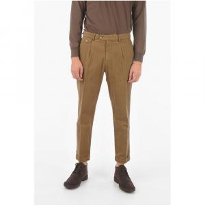 брюки RAVAL1P.S с рисунком «елочка» и одинарной складкой Cruna, Brown