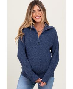 Пуловер для беременных бордового цвета с застежкой-молнией до середины груди Pinkblush, Navy blue