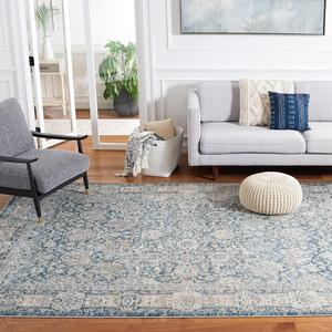 Ковер SAFAVIEH, 122 x 188 см, Valencia Collection, Blue & Beige, винтажный восточный дизайн, не линяет и прост в уходе, идеален для помещений с высокой проходимостью: прихожая, гостиная, спальня (VAL570C)