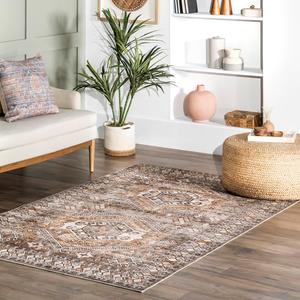 Ковер nuLOOM, 122 x 183 см, машинной стирки, устойчивый к пятнам, с противоскользящей основой, низкопрофильный для гостиной, спальни и столовой, Mae Brown