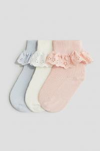 3 пары носков с манжетой и оверлочным краем H&M, мультиколор