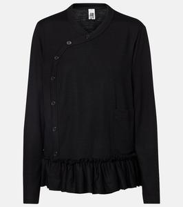 Верх с рюшами из шерсти Noir Kei Ninomiya, Black