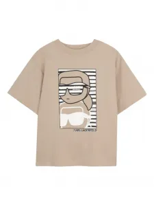 Футболка с графичным принтом Karl Lagerfeld Kids, бежевый