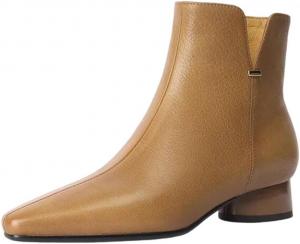 Женские ботильоны из натуральной кожи с заостренным носком, низким каблуком, весна-осень, современные короткие сапожки Generic, Light Brown