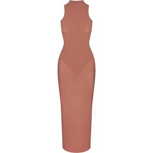 Milky Sheer Mock Neck длинное платье без рукавов для женщин Skims, BRANDY/Brandy