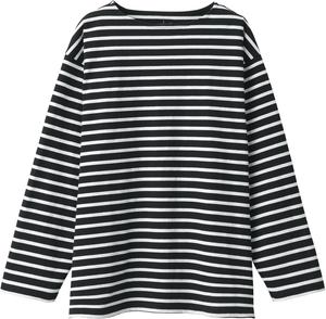 Мужская футболка MUJI из плотной, выстиранной пряжи, с вырезом-лодочкой и рукавом 3/4 (AB1L6A4S), черный