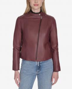 Женская куртка-борцовка с воротником-стойкой и застежкой-молнией спереди Cole Haan, Burgundy