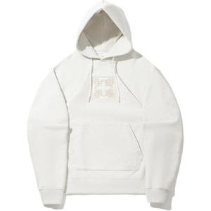 Толстовки Li Ning унисекс, серо-бежевый меланж, с капюшоном, средней толщины