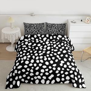 Erosebridal Комплект постельного белья Black White Polka Dot в стиле минимализм бохо с геометрическим абстрактным принтом, Black White