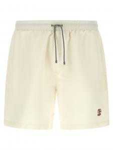 Слитный купальник с вышивкой логотипа Brunello Cucinelli, белый