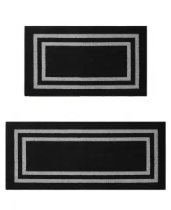 Комплект из двух ковров-дорожек с двойной окантовкой и ворсом Jean Pierre New York, черный/серый
