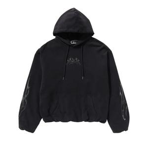 Худи BAPE Flame Garment Dyed Pullover Hoodie, Black