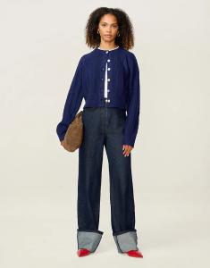 Темно-синий кардиган с косами Omnes Knitwear August