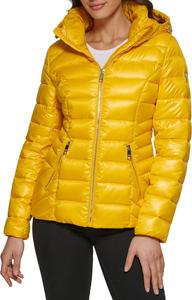GUESS womens Guess Women's Midweight Puffer Jacket, Quilted Neon Yellow 2