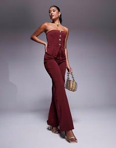 Прямые бандажные брюки бордового цвета Asos Design