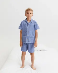 Детская пижама с пуговицами и принтом Cotton Juice, синий