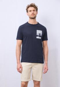 Футболка Street One MEN Print T-shirt, Blau/Dark Blue