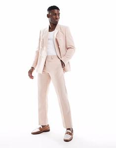 Прямые шерстяные брюки светло-розового цвета Asos Design