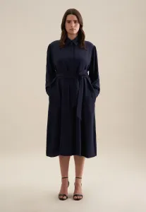 Летнее платье seidensticker "Black Rose", однотонное, воротник с длинными рукавами, синий