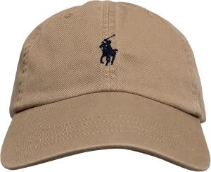Бейсболка Polo Ralph Lauren, универсальный размер с регулируемым ремешком сзади, Khaki (Black Pony)