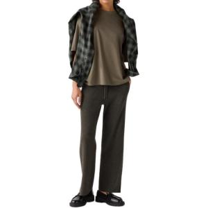 Трикотажные брюки в рубчик UNIQLO, темно-зеленые