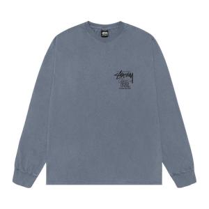 Футболка Stussy Classic Gear Long-Sleeve Tee Pigment Dyed, Navy