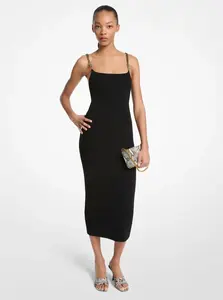 Миди-платье с цепочными бретелями Michael Michael Kors, черный
