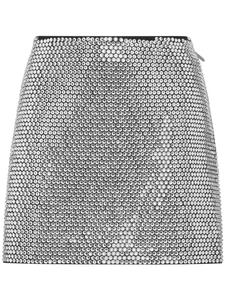 Philipp Plein кожаная юбка мини с кристаллами, черный