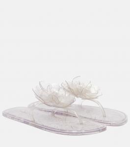 Шлёпанцы-танкетки с цветочным апплике Farm Rio, слоновая кость