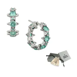 Vivienne Westwood Латунные серьги Women's Silver/Green Diamond