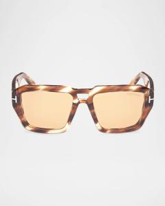 Мужские прямоугольные солнцезащитные очки из ацетата FT1202M Tom Ford, цвет Striped Brwnorange