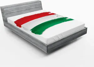 Простыня на резинке ABAKUHAUS Венгрия, кисть, цвета венгерского флага, мазки кисти, яркие тона, национальный символ, 90 x 200 см, красно-зеленый и белый Abakuhaus