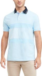 Мужская рубашка поло Tommy Hilfiger с коротким рукавом и принтом флага из хлопка пике, индивидуальный крой, Foggy Blue