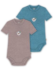 Normani Outdoor Sports Комплект из 2 детских боди с короткими рукавами из мериносовой шерсти розово-голубого цвета