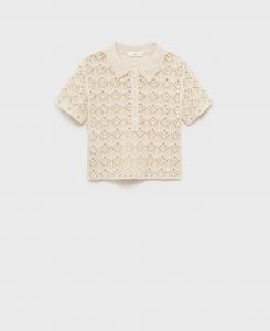 Женский вязаный свитер с короткими рукавами MANGO, Ecru