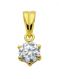 Adeliás Женский кулон из серебра 925 пробы с кубическим цирконием, диаметр 5 мм, с золотым покрытием