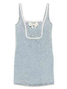 Джинсовое платье мини с бантом Self-Portrait, синий