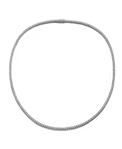 Теннисное ожерелье из стерлингового серебра с белым золотом и кубическим цирконием 2 мм Genevive, white