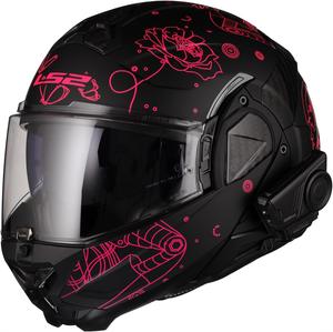 Мотоциклетный шлем LS2 Advant II Modular с предустановленной Bluetooth-гарнитурой Sena 60S Mesh., Matte Sophia Black/Pink