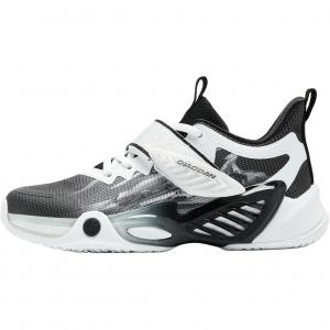 Детские баскетбольные кроссовки средней высоты с противоскользящей подошвой, амортизацией и противоударной амортизацией. QIAODAN, черный/белый