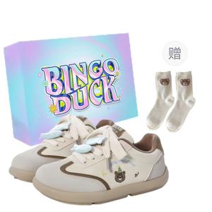 BINGO DUCK Женские противоскользящие скейтерские кеды низкие бежево-коричневые + эксклюзивная коробка для обуви + носки в подарок, цвет Beige Brown+Exclusive Shoe Box+Gift Socks