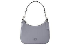 COACH Hobo Canvas с кожаной сумкой-полумесяцем, кроссбоди, средняя женская сумка через плечо Gray