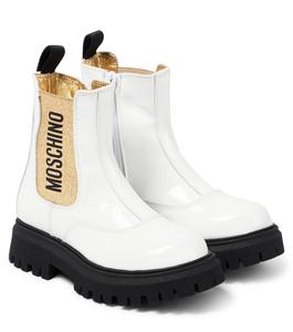 Ботинки из лакированной кожи с логотипом Moschino, разноцветный