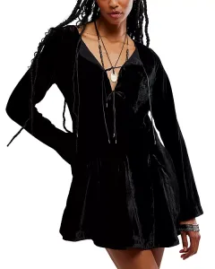 Бархатное мини-платье Линни Free People, черный