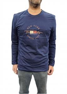 Tommy Hilfiger Рубашка с длинными рукавами и круглым вырезом, темно-синего цвета