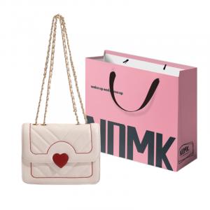 NOMK Сумка через плечо с цепочкой, кроссбод средний женский белый бежевый черный, White (Red Heart Style)