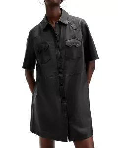 Платье-Рубашка из рокерской кожи Allsaints, черный